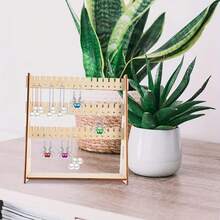 Wood Pegboard Display Stand With 20Pcs Compatible Wooden Pegs, Wooden Pegboard Stand For Jewelry, Vendors, Keychain, Necklace, Selling, Peg Board Accessories Rack Organizer(3 Style) - Wood - View 9