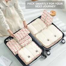8pcs Travel Packing Cubes Set,Travel Portable Clothes Storage Bags, Compression Storage Shoe Bag, Clothing Underwear Bag, Luggage Packing Organizers,Pack Your Luggage With Ease ,Travel Essential Accessories - Hoa bướm - Xem 7