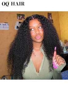 OQ Hair Wear And Go Glueless Wig Kinky Curly 6x4 HD Lace Closure Wig Human Hair Wig Glueless Wear Go Wigs Pre-Cut & Pre-Plucked 180% Density 24 Inch Unprocessed Real Hair Natural Color Stylish Natural Looking Young For Women Halloween Maquillaje Hair Extensions Cosplay Fairy Hair Wedding Mermaid Black Wig Hair Stuff - SNatural - View 10