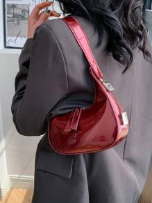 Women's Unique Design Crescent Moon Handbag, Small Underarm Shoulder Mirror Bag, & Versatile