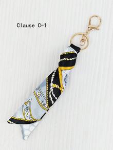 Women Handbag Pendant Accessory With Silk Scarf Fashion Silk Scarf Handbag Charm Ladies Key Chain - Multicolor - View 15