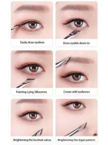 1 pieza Pincel delineador de ojos con punta angulada ultra fina, pincel plano y angulado para cejas, pincel de precisión detallada, adecuado para maquillaje de ojos y debajo de los ojos