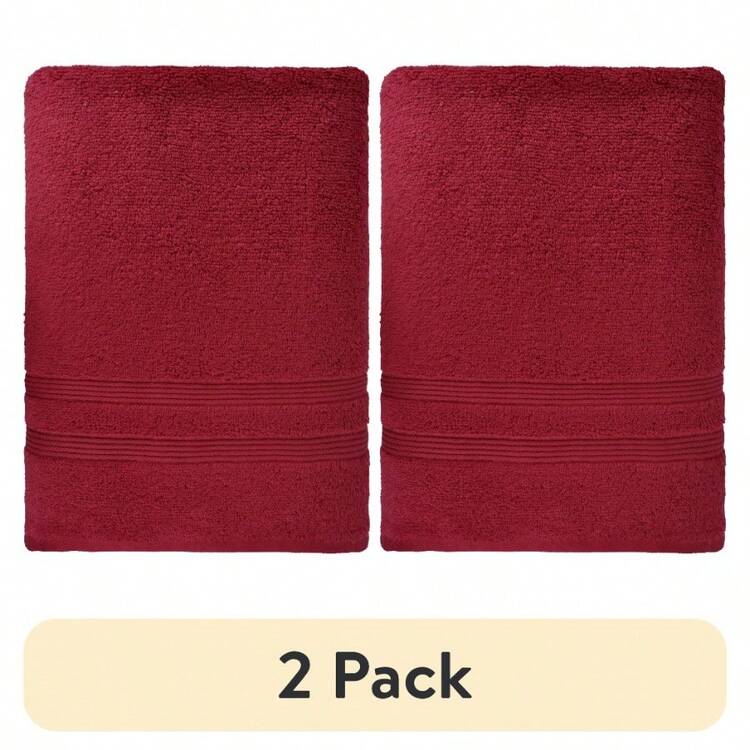 2 Pack Performance Solid Bath Towel 54" X 30" Crimson Red - 2 - Xem 1