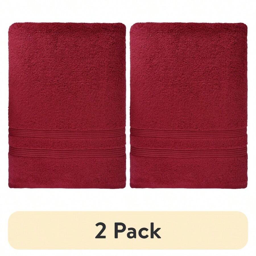 2 Pack Performance Solid Bath Towel 54" X 30" Crimson Red - 2 - View 1