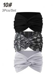 3pcs Women's Extra Wide Criss-Cross Casual Boho Headband, Solid Color Versatile Hair Accessories Turban Headband Sweatband, Hairband
