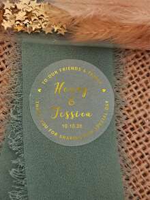 30-260张定制烫金婚礼贴纸，个性化姓名标签贴纸，定制日期圆形贴纸，可定制感谢贴纸，派对贴纸，定制姓名贴纸，金色，黑色，生日礼物，新郎新娘，信封，礼盒，背包，情人节，送给女朋友，男朋友，周年纪念，多功能，送给他的理想礼物，周年纪念，情人节，父亲节，毕业，婚礼，乔迁，温馨氛围，冬日优雅