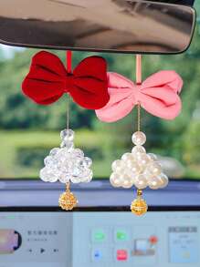 Wind Chime Car Hanging Bow Bell Car Rearview Mirror Pendant Car Decoration
