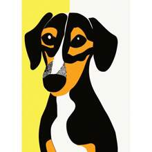 1pc Wall Arts Posters Optional Frame Modern Colorful Cute Dog Posters Canvas Painting Cartoon Abstract Animal Modern Wall Art Picture For Kid Room Home Decoration Painting