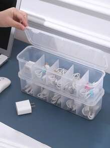 1PC Transparent Storage Box, Simple Storage Bag, Long Strip Organizer Case For Digital U Disk, Charger, Earphone, Mobile Phone Accessories, Data Cable, Charger, Desktop Storage & Organizer Box For Home, Office. School Supplies,Back To School