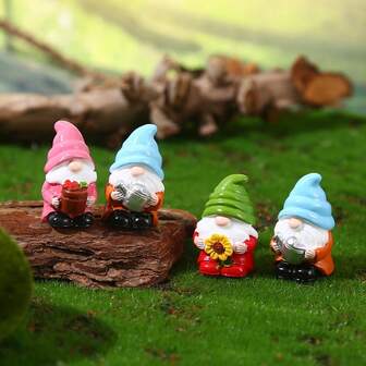 4/8/16 piezas Figuras en miniatura de gnomos de resina para paisajismo de jardín, adornos decorativos para jardín exterior