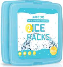MIYCOO Ice Packs For Lunch Boxes &Amp; Lunch Bag - Quick Freeze Ice Pack Space Saving Freezer Packs - Reusable Slim Original Cool Pack - Cooler Accessories For Beach, Camping And Fishing - 2 Pack-blue - View 1