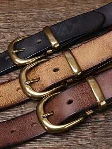1 条复古做旧真皮腰带，100% 牛皮纯皮休闲正装腰带，父亲节、独立日、劳动节、圣帕特里克节、中国新年等多种节日的礼物 - 彩色 - 查看 3