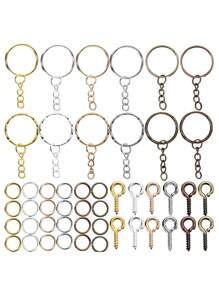 110Pcs Keychain Open Jump Rings Eye Pins Jewelry Making Accessories Kits For DIY Epoxy Resin Key Chain Key Ring Pendants