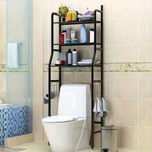 3-Tier Metal Bathroom Storage Rack, Space-Saving Over-Toilet Shelf Organizer With Frame, No-Drill Installation For Small Spaces, Toilet Storage Solution | Minimalist Design | Nodrill Setup, Bathroom Organizers And Storage, Standing Shelf, Shelves - 黑色 - 查看 7