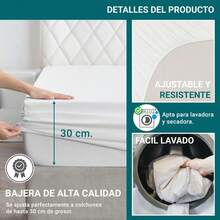 Ecommerc3 Drap-housse pour matelas de 80 à 200 cm, réglable, élastique, résistant – Drap-housse doux, respirant, avec ajustement parfait – Compatible avec matelas jusqu'à 30 cm de hauteur - Blanc - Voir 4