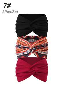 3pcs Women's Extra Wide Criss-Cross Casual Boho Headband, Solid Color Versatile Hair Accessories Turban Headband Sweatband, Hairband