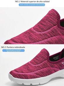 Tenis de Mujer Transpirables y Ligeros: Zapatillas Deportivas de Color Sólido, Estilo Casual y Cómodas. Con Suela Antideslizante y Resistente al Desgaste, Ideal para Caminar, Bailar, Deportes y Todas las Ocasiones - Rojo - Ver 4