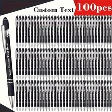 100pcs Customizable Metal Ballpoint Pens - Retractable, Lightweight & Durable, Medium Tip - Purple, Blue, Red, Green, Pink, Black - Business, Office, School Supplies, Back To School & Graduation Gifts - 彩色 - 查看 21