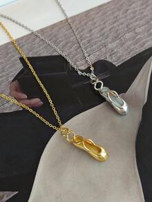 1pc Elegant Enchanting Ballet Shoe Pendant Necklace, Creates Fashionable Jewelry For Women, Perfect Combination Of Everyday Sophistication And Party Charm - Dance Shoes Pendant - View 3