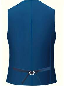 Bộ vest nam 3 món màu trơn mới, dáng ôm, co giãn, bao gồm áo blazer, áo vest và quần tây, trang phục công sở, trang trọng, vest dự tiệc cưới. - Màu xanh ngọc - Xem 8