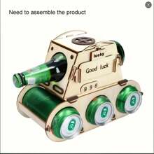 4-Bottle DIY Wooden Tank Wine Rack - Unfinished Wood, Perfect For Home Bar & Kitchen Decor, Ideal Gift, Wine Decor