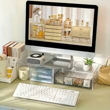 1pc Acrylic Keyboard Stand - 2 Color Options, Compact Desktop Riser Suitable For Keyboard And Mini PC, Space-Saving Design, Ideal For Modern Office | Stylish Keyboard Holder | Durable Plastic Base