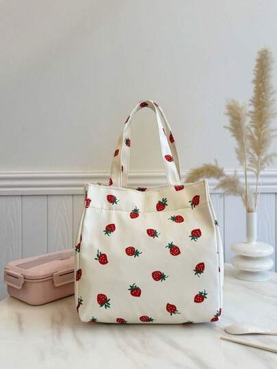 Portable Lunch Bag Waterproof Thermal Insulated Lunch Box Bento Pouch Dinner Insulation Bag Student Thickened Cute Lunch Fruit Bag Pink Leopard Print Small Floral Bag For School School Accessories School Stuff