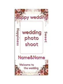 1pc Customizable Wedding Welcome Poster With Names And Photos, Wedding Party Venue Decoration Hanging Prop Background