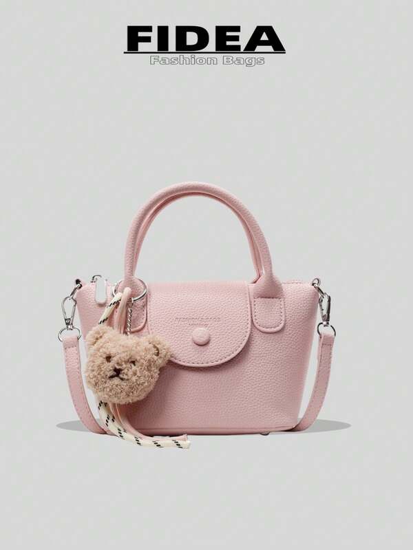 New Stylish Women's Tote Bag, Solid Color Minimalist PU Dumpling Shape Bag With High-End Vibe, Fashionable With Rope Pendant, Suitable For Dates, Shopping, Versatile & Refined