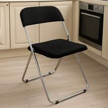 Folding Dining Chair Seat And Back Cover Set Solid Color Jacquard Stretch Chair Slipcover Home Decoration - Black - View 4