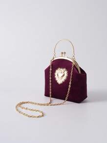 Solid Color Canary Clutch, Delicate Love Shaped Hardware Decoration With Metal Chain Crossbody Bag, Anti-Theft Pocket Bag, Cheongsam Style Handbag Suitable For Evening Dress, Cheongsam, Etc. To Attend Chinese Dinner Parties, Family Gatherings. It Can Be Used As A Birthday Gift Or A Holiday Gift For Your Mother Christmas Winter Christmas Gifts