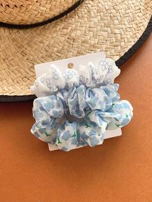 3pcs/Set Mesh Plaid Hair Ties Set, Cute Fresh Simple Hair Scrunchies Hair Accessories, Girl Student Back To School Supplies, Lovely Kawaii Style Scrunchy Hair Ties Ponytail Head Accessories Elastic Band - Multicolor - View 21