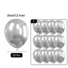 50pcs 5 Inch Chrome Silvery Metallic Helium Balloon For Birthday Wedding Party Decorations, - Silver - View 2