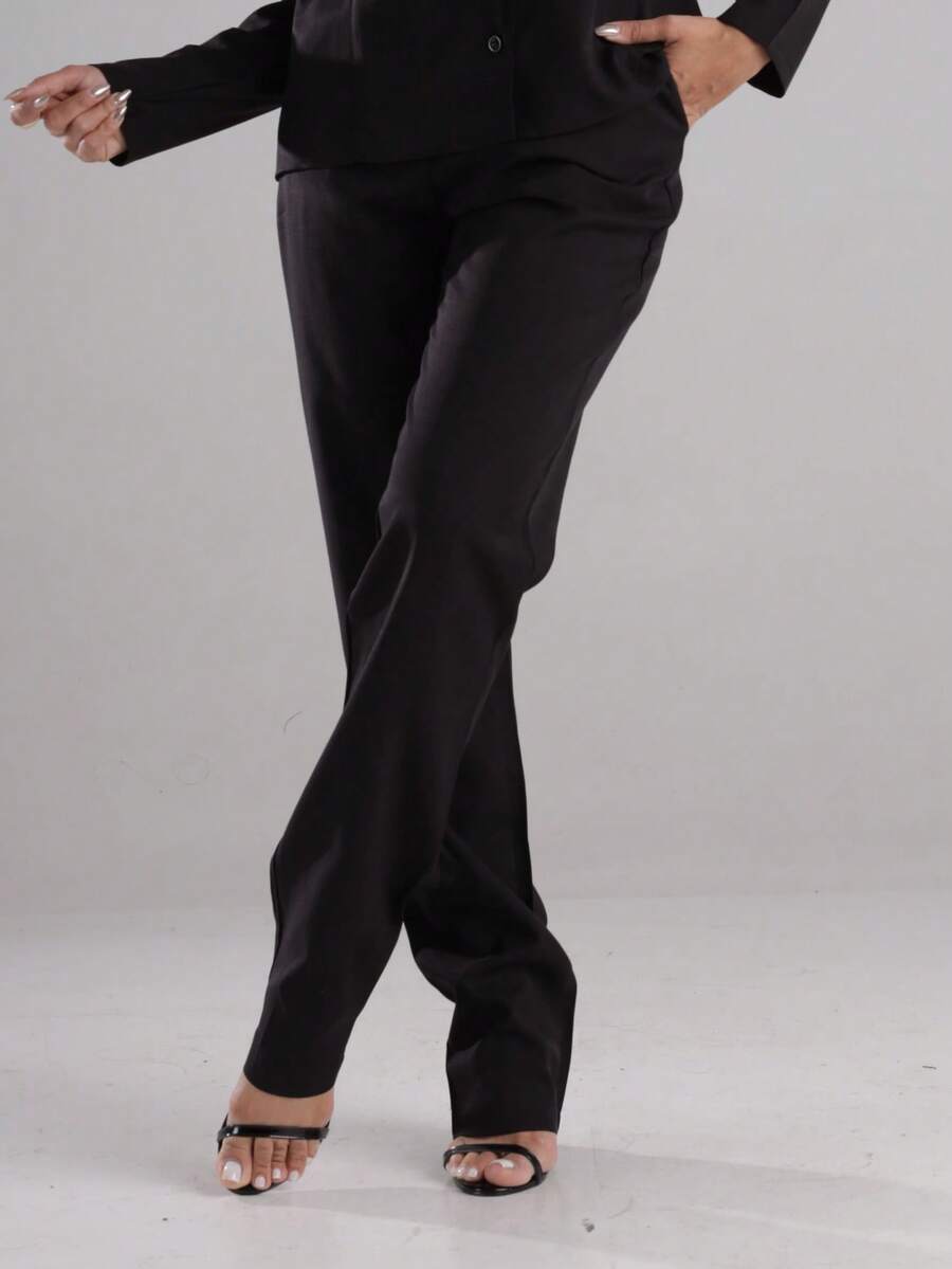 Sensory Fabric Pants With Button, Zipper And Pockets - Black - View 1