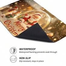 1pc Christmas Santa, Snowman & Tree Printed Silicone Coffee Drink Coaster, Anti-Slip Absorbent Washable Drainage Mat For Countertop, Kitchen, Dining Table, Holiday Decor