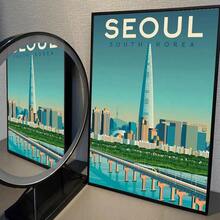 1 件韩国旅行海报艺术咖啡馆酒吧房间墙壁装饰礼物可选相框 - 彩色 - 查看 42