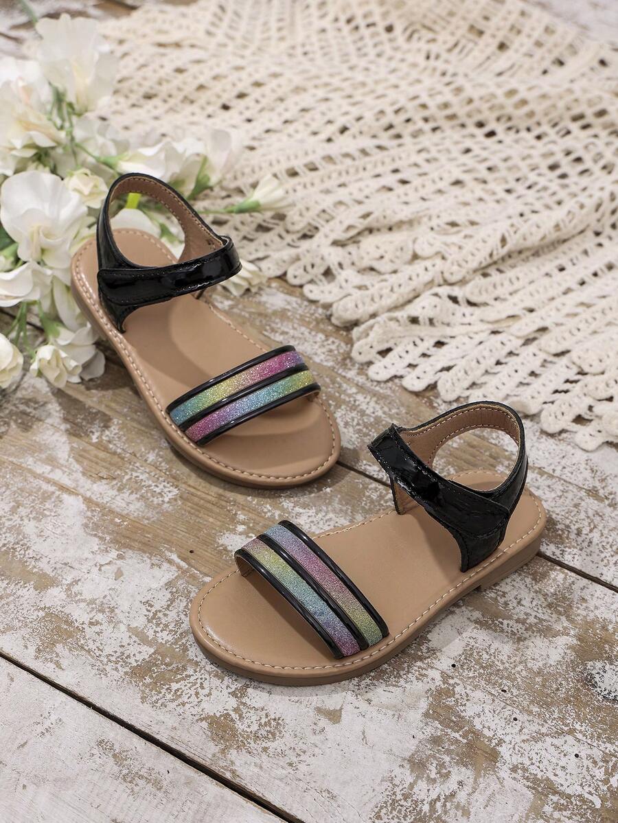 Rose Gold Fashion Beach Sandals For Girls - Black - View 1