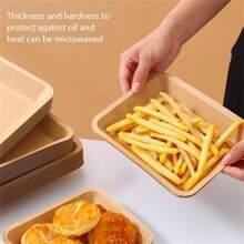 10 pièces Assiettes rectangulaires en papier kraft jetables, conviennent pour le barbecue extérieur, les frites maison, le poulet frit, les pâtisseries, le sushi et les encas