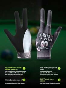 Guanti da biliardo professionali, guanti da snooker maschili con tre dita, dita complete in seta ghiacciata, traspiranti e antiscivolo, set singolo per mano sinistra, per donne
