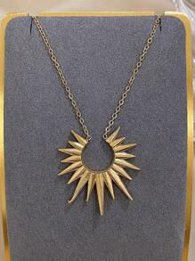 1 pieza Collar con colgante de tótem solar vintage para mujeres, collar de cadena de acero inoxidable de moda para uso diario, regalos de joyería para fiestas