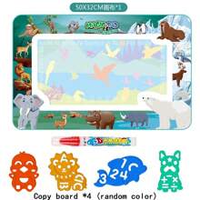 Tecforood Pizarra de dibujo mágica de acuarela - Dinosaurio, animal, tema reutilizable, suministros de arte lavables, paño absorbente y bolígrafo mágico de agua, juguete interactivo padres-hijos, regalo de cumpleaños creativo, ilustración de dinosaurio, material antiadherente, juguete interactivo