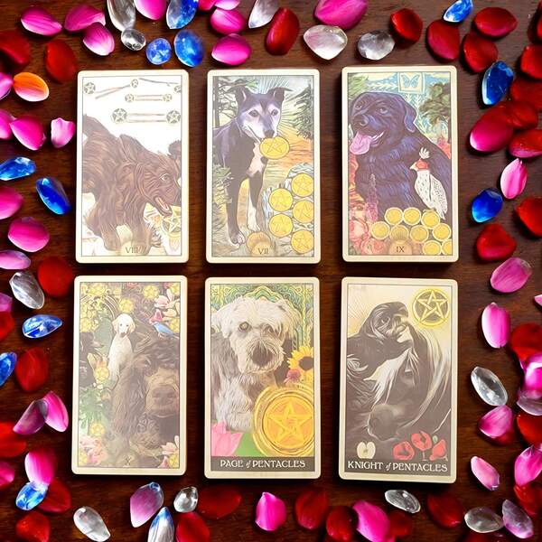 Smart Dog Tarot Cards, Cute Puppy Theme, Exquisite Cards, Portable Divination Card Travel Game, Suitable For Christmas, Easter, Halloween Parties, Small Gift, 78 High Quality Cards, Tabletop Divination Entertainment