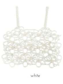 1 Pezzo Nuova giacca a fiori intrecciata con perle in stile minimalista ed elegante, perfetto come regalo per ragazze, stile giapponese e coreano