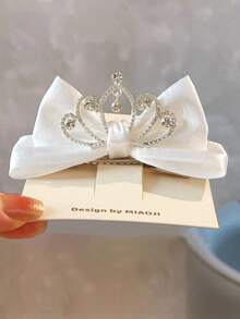 1 件女孩优雅公主风格纯色蝴蝶结和金色皇冠发夹 - 蝴蝶結髮夾 - 查看 5