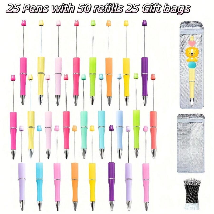 100pcs Beadable Pens Bulk With 50 Refilled 25 Pens 25 Gift BAGS DIY Pen Making Kit Smooth Writing Ballpoint Pens For Office Gifts - Ballpoint Pen-macaroon - View 1