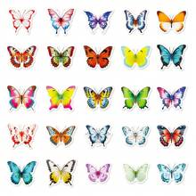 50 piezas Pegatinas de mariposas de colores, pegatinas decorativas resistentes al agua de PP adecuadas para botellas de agua, monopatines, portátiles, diarios, equipaje