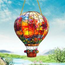 1pc Red Light Burst Hot Air Balloon Sun Catcher, Disc Pendant Ornament Wall Decoration Pendant Ornament