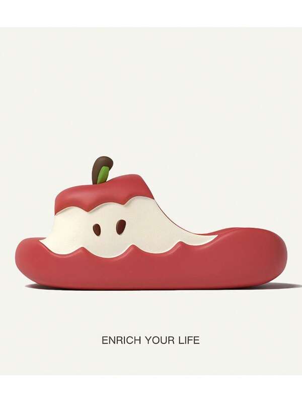Apple Shaped Slippers For Women, 2025 New Arrival, Cartoon Cute, Comfortable For Home, Couples, Thick Sole, Dorm Slides, Summer