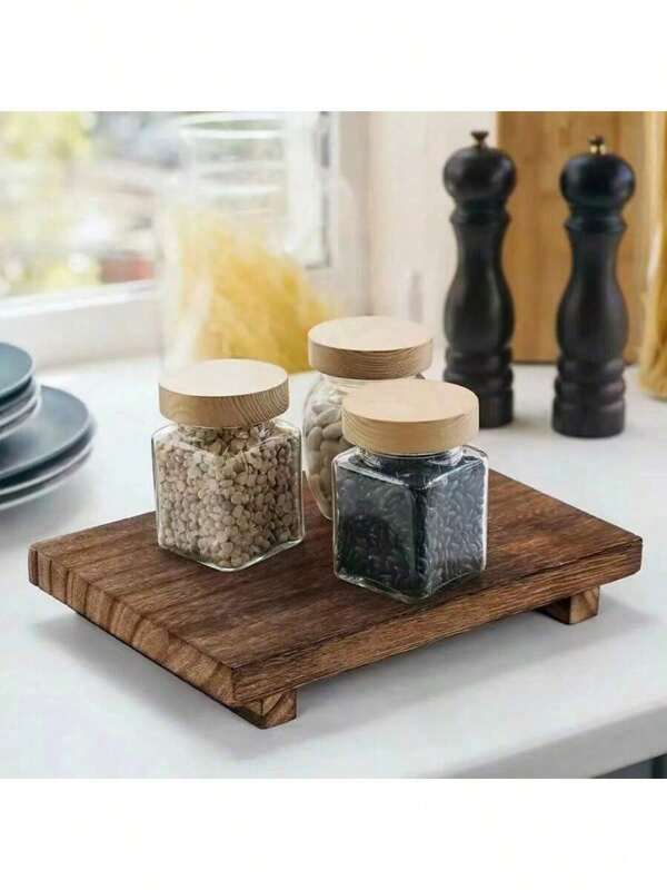 1 Pc Simple Style Footstool Wooden Stool With Wooden Tray And Stand Base, Multi-Purpose For Bathroom, Kitchen, Soap Dish, Flower Stand, For Home Decoration House Decoration Valentine's Day, Valentines Wedding, Birthday