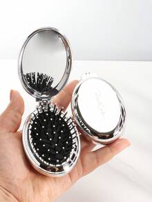 1pc Shiny Electroplated Silver Oval Folding Comb With Compact Mirror, Pocket-Sized, Portable Design For Unisex, Back To School, Travel Holiday Essentials, Hair Accessories For Women, Hair Brush, Detangling Brush, Ball Brush, Mini Hair Brush Set, Wooden Comb, Hair Brush, Mini Hair Brush, Detangling Brushes, Hair Products, Hair Tools, Hair Stuff, Hair Care, Curly Hair Brush, Hairdressing Equipment, Small Comb, Mini Hairbrush, Travel Essentials, Hairstyle, Hairdressing,Hair Brush,Slick Back Brush,Styling Brush,Curly Hair Brush,Edge Brush,Hair Comb,Brush Hair,Hair Brush Set,Comb Hair,Comb For Curls,Detangling Brush,Hair Brush For Women,Hair,Travel,Hair Products,Hair Tools,Hair Stuff,Barber,Barber Accessories,Barbershop,Hairdressing Equipment - Multicolor - View 11